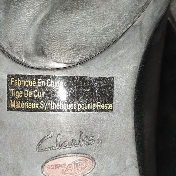 Clarks Shoes Black Leather Low Heel Slip-On Comfort Shoes 8 W Wide 83060 Career - Picture 10 of 12